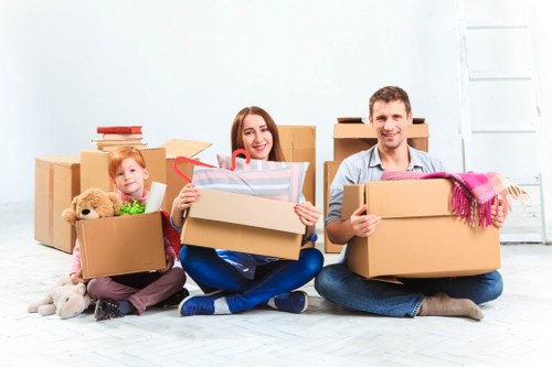 Removal van and moving boxes in Greenford