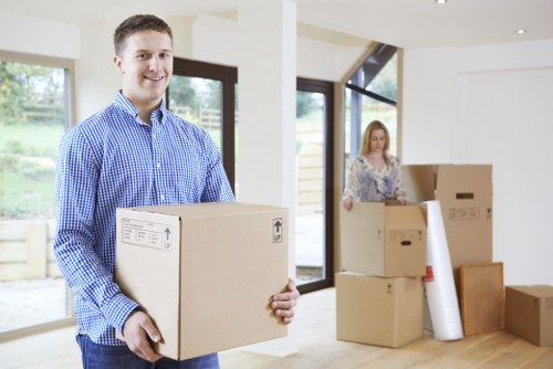 Office furniture and equipment prepared for relocation