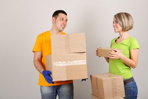Packed boxes and household items ready for transport in Greenford